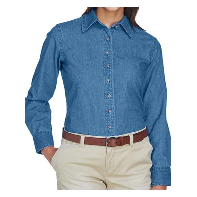 Chemise en denim à manches longues pour femmes