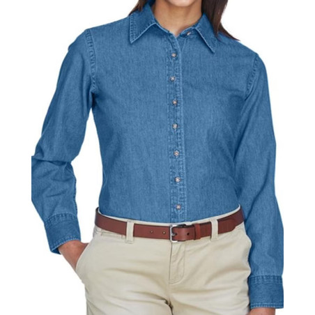 Chemise en denim à manches longues pour femmes