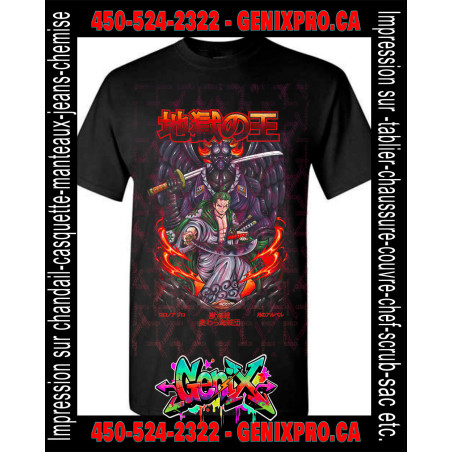 TSHIRT One Piece Roronoa Zoro ET LE King DE L'ENFER