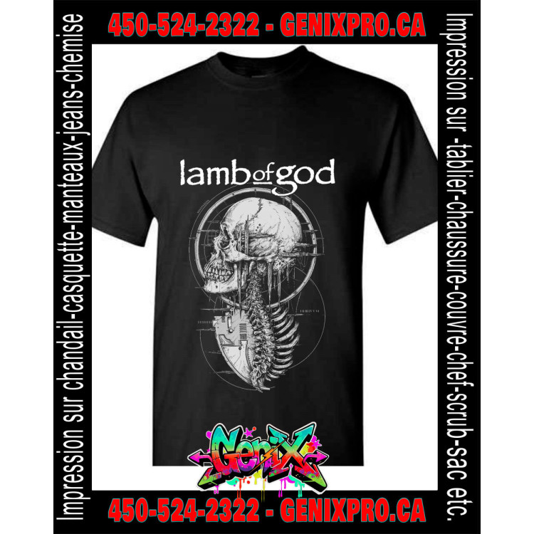 T-shirt Lamb of God Black Tee - The Bio-Mechanical Cyber Skull Graphic